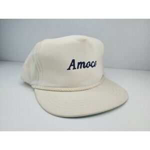 Vintage Amoco Rope Hat Trucker Paddy Cap White Town Talk Gasoline Oil OBO Rare